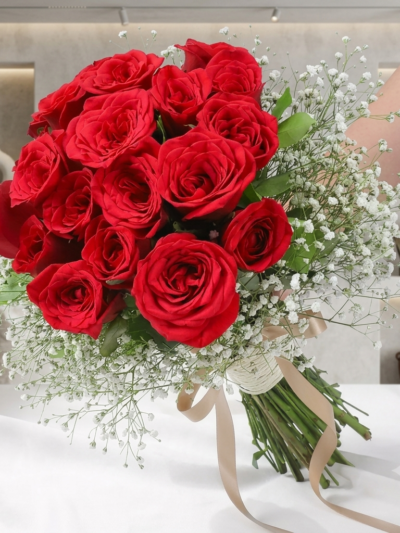 passionate red rose hand tied bouquet