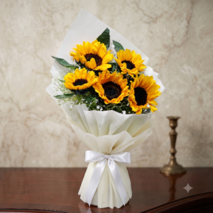 radiant 6 sunflower premium paper wrapped bouquet