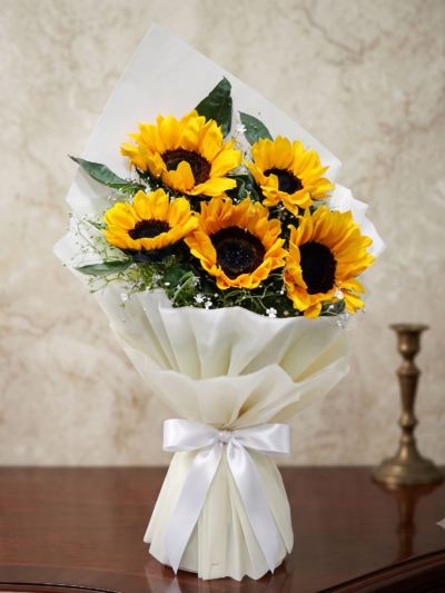 radiant 6 sunflower premium paper wrapped bouquet