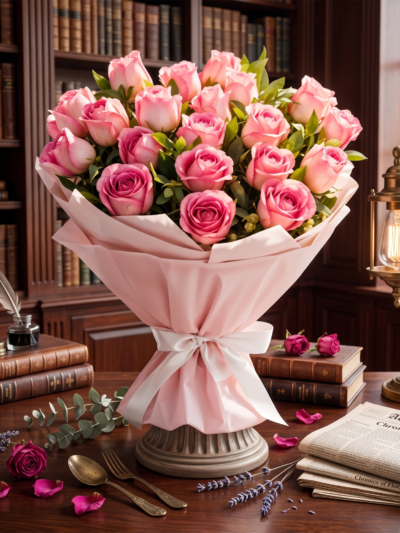 Bright Pink Roses Bouquet