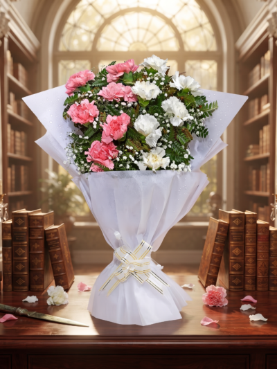 Pretty Pink And White Carnations
