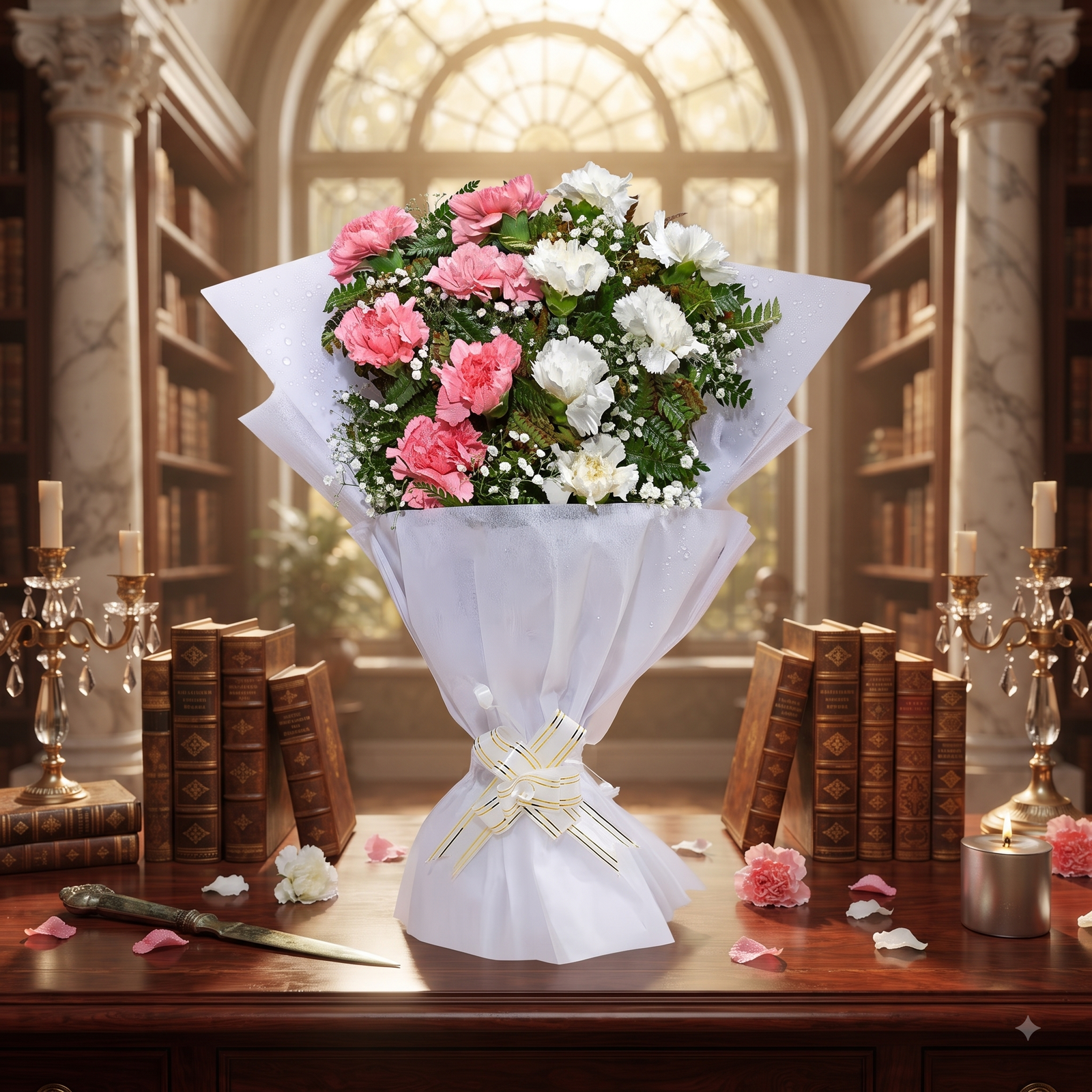 Pretty Pink And White Carnations